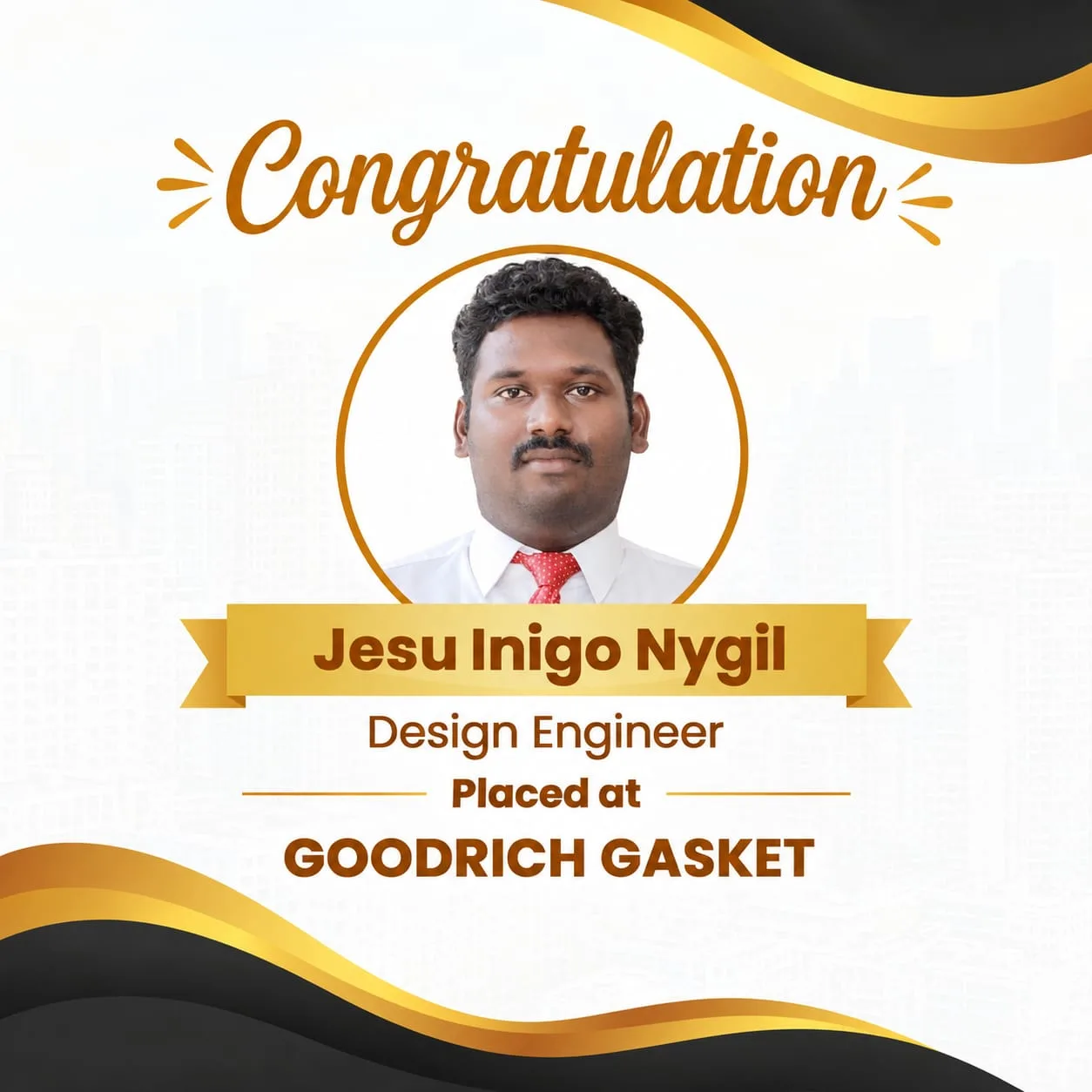 Jesu Inigo Nygil, Design Engineer, placed at Goodrich Gasket